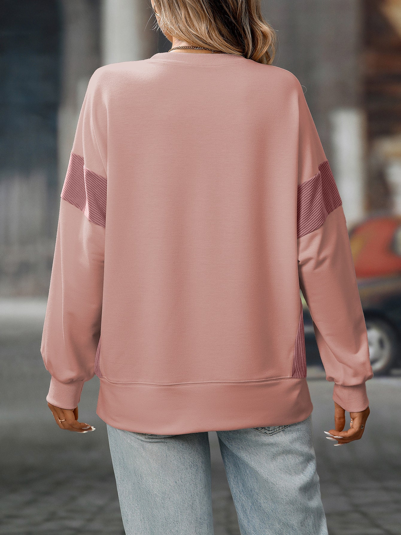 2025 Fall/Winter Colorblock Crew Neck Sweatshirt – Loose Casual Pullover