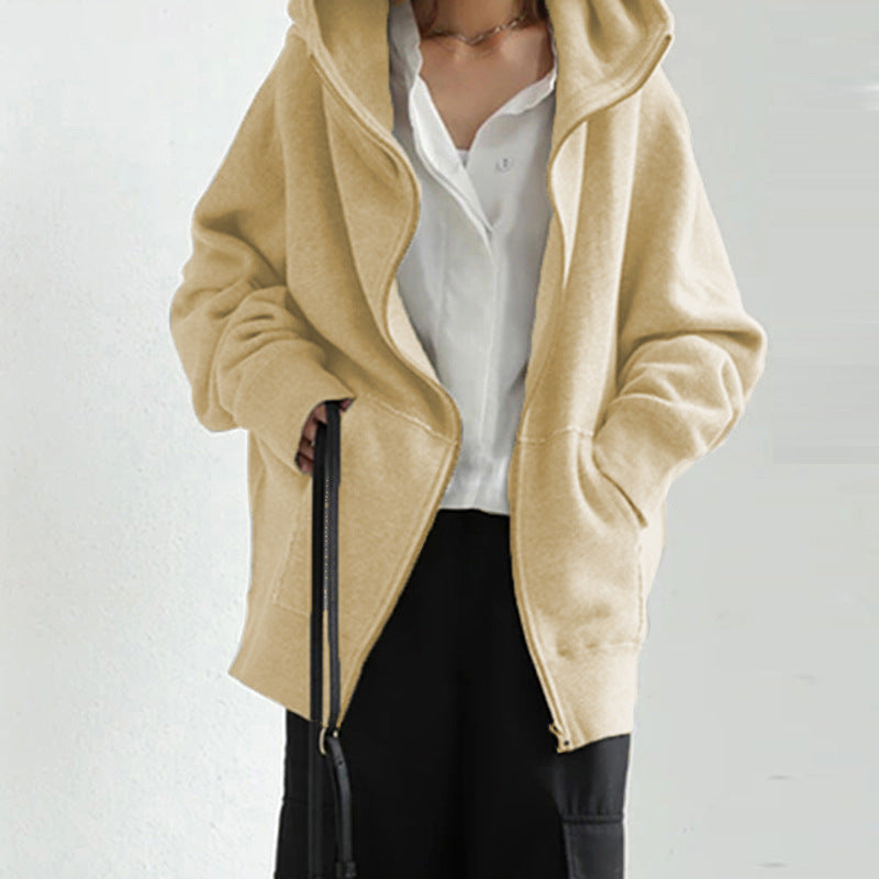 Womens Oversized Zip Up Fleece Hoodie Jacket