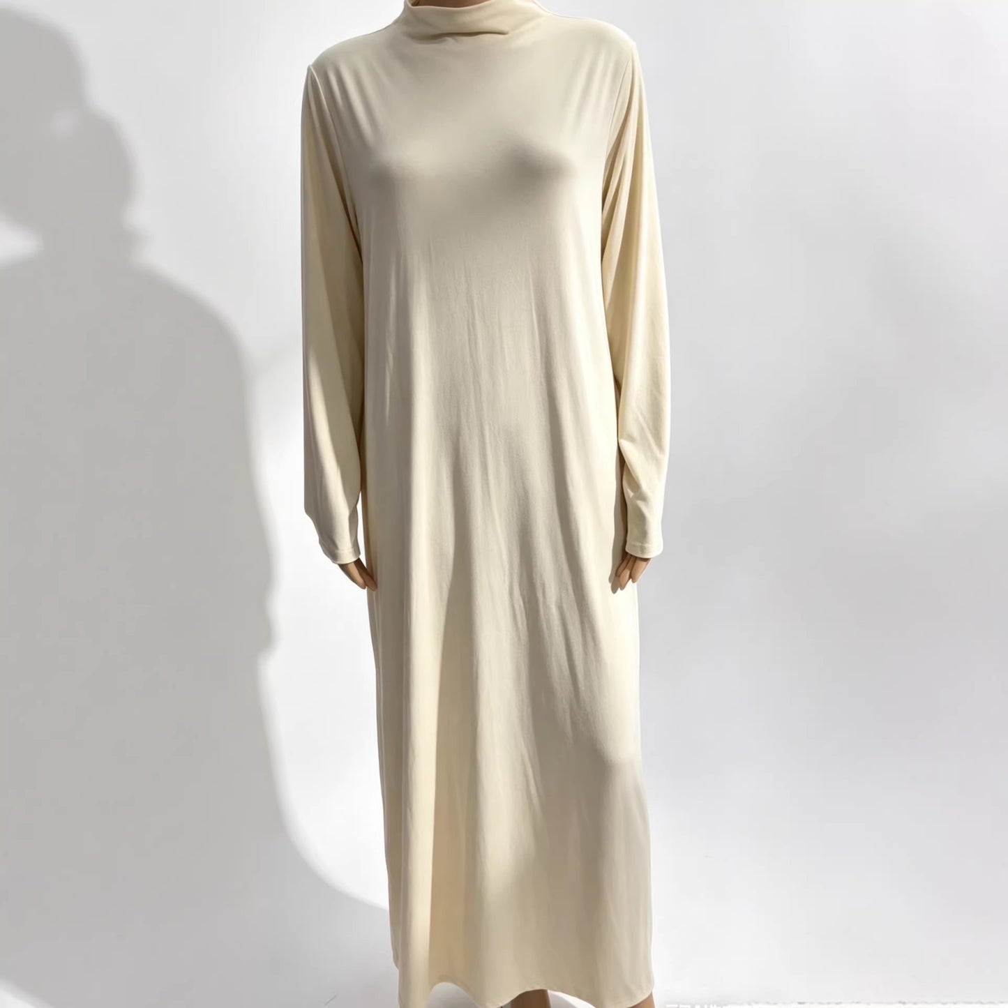 Women's Mock Neck Long Sleeve Knit Maxi Dress