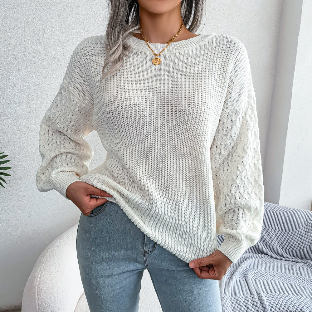 2025 Fall/Winter Casual Lantern Sleeve Knit Sweater
