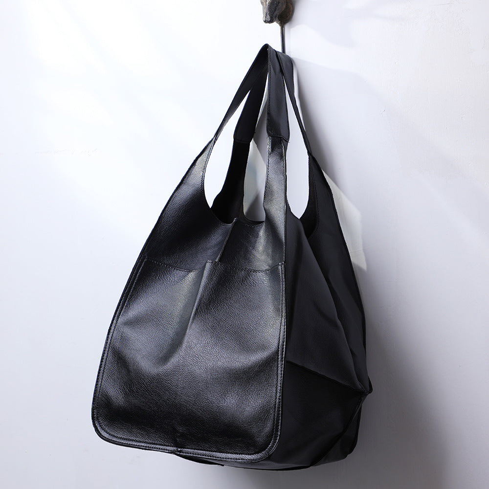 Large Soft PU Leather Tote Bag with Oversized Capacity
