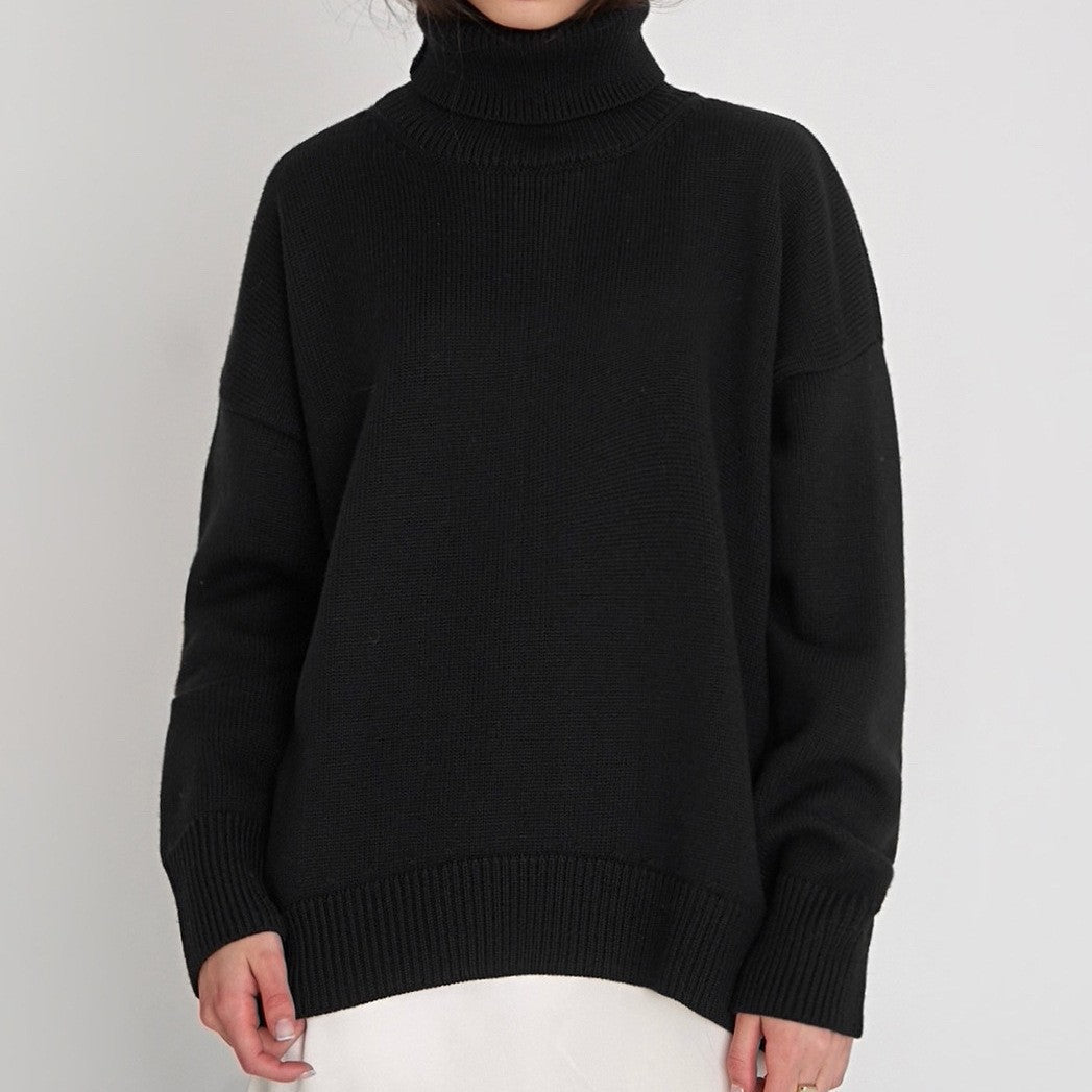 Women's Oversized Turtleneck Sweater Casual Knit Pullover