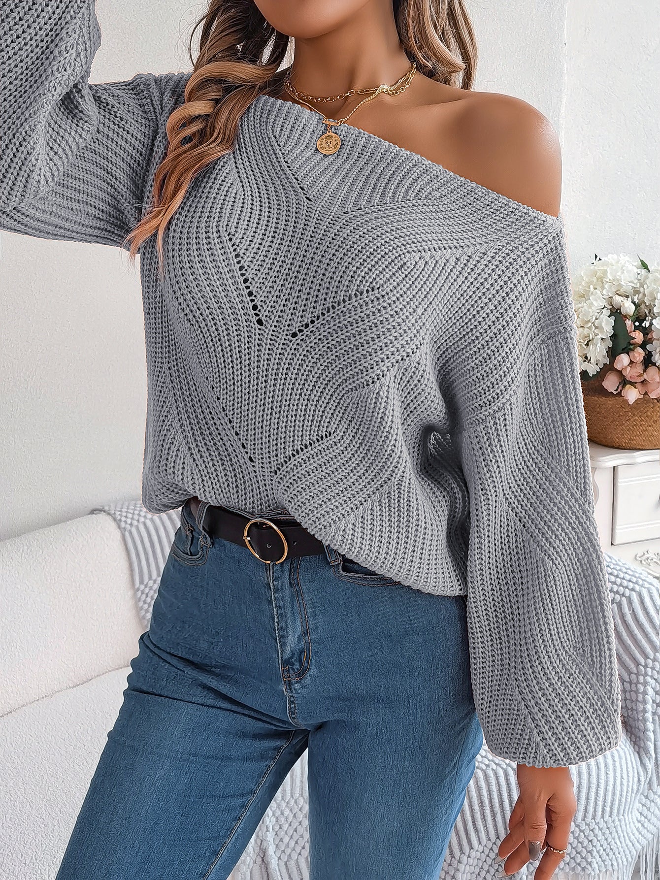 2025 Fall/Winter V-neck Cable Knit Pullover Sweater, Casual Stylish Sweater