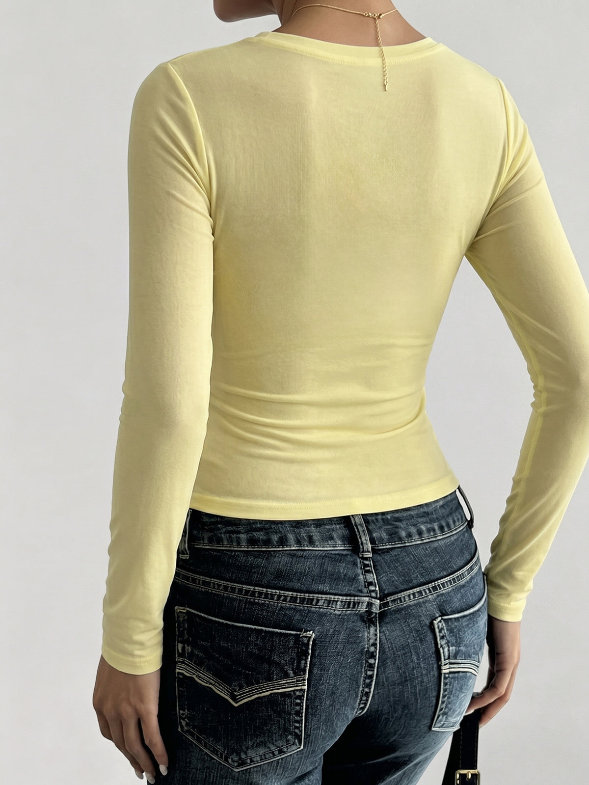 Women's Soft Ribbed Crew Neck Long Sleeve Fitted Top