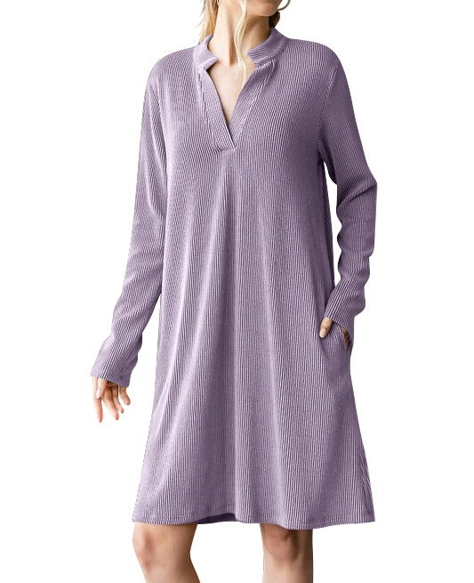 2025 Autumn/Winter Women's V-Neck Long-Sleeve Loose Dress