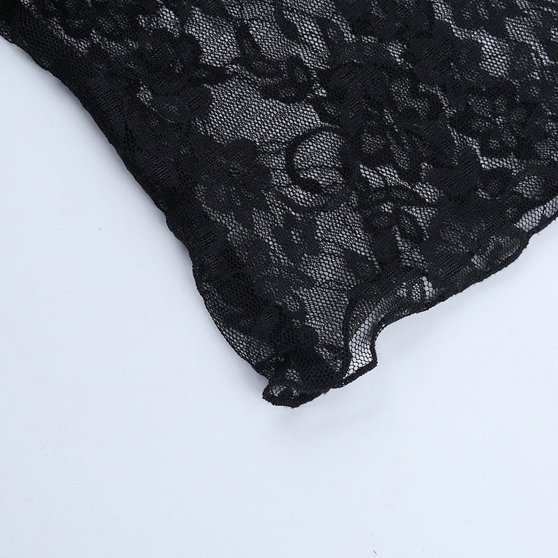 Sexy Sheer Lace Top Long Sleeve Off Shoulder Fitted
