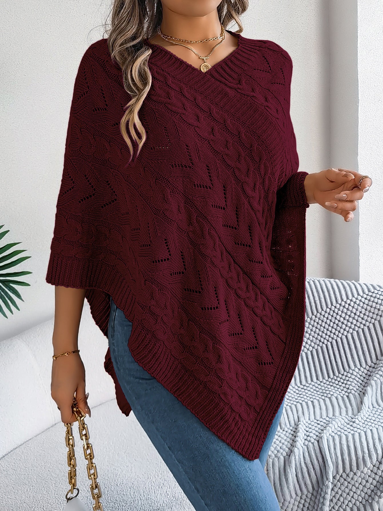 2025 Fall/Winter Cozy Poncho Knit Sweater Jacket