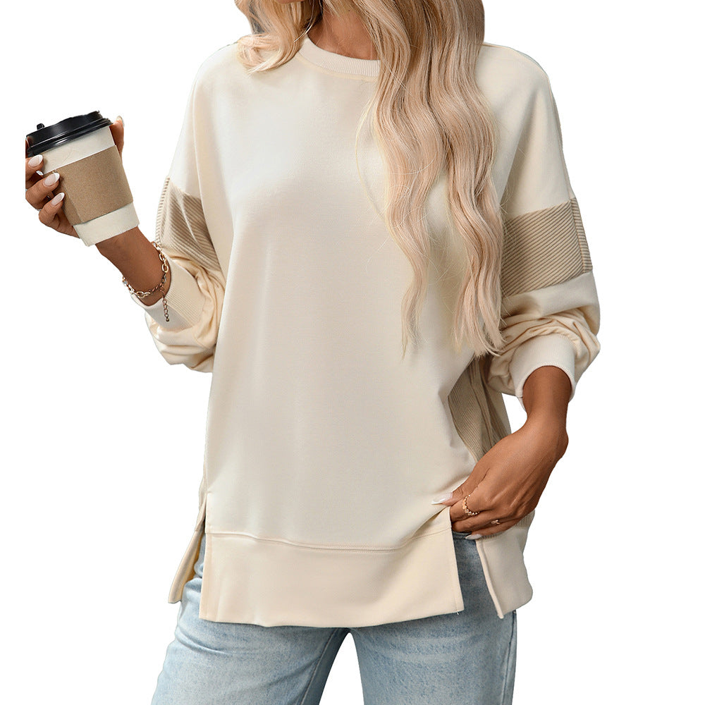 2025 Fall/Winter Colorblock Crew Neck Sweatshirt – Loose Casual Pullover