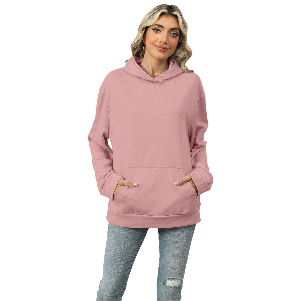 Women's Oversized Solid Pullover Hoodie with Pocket