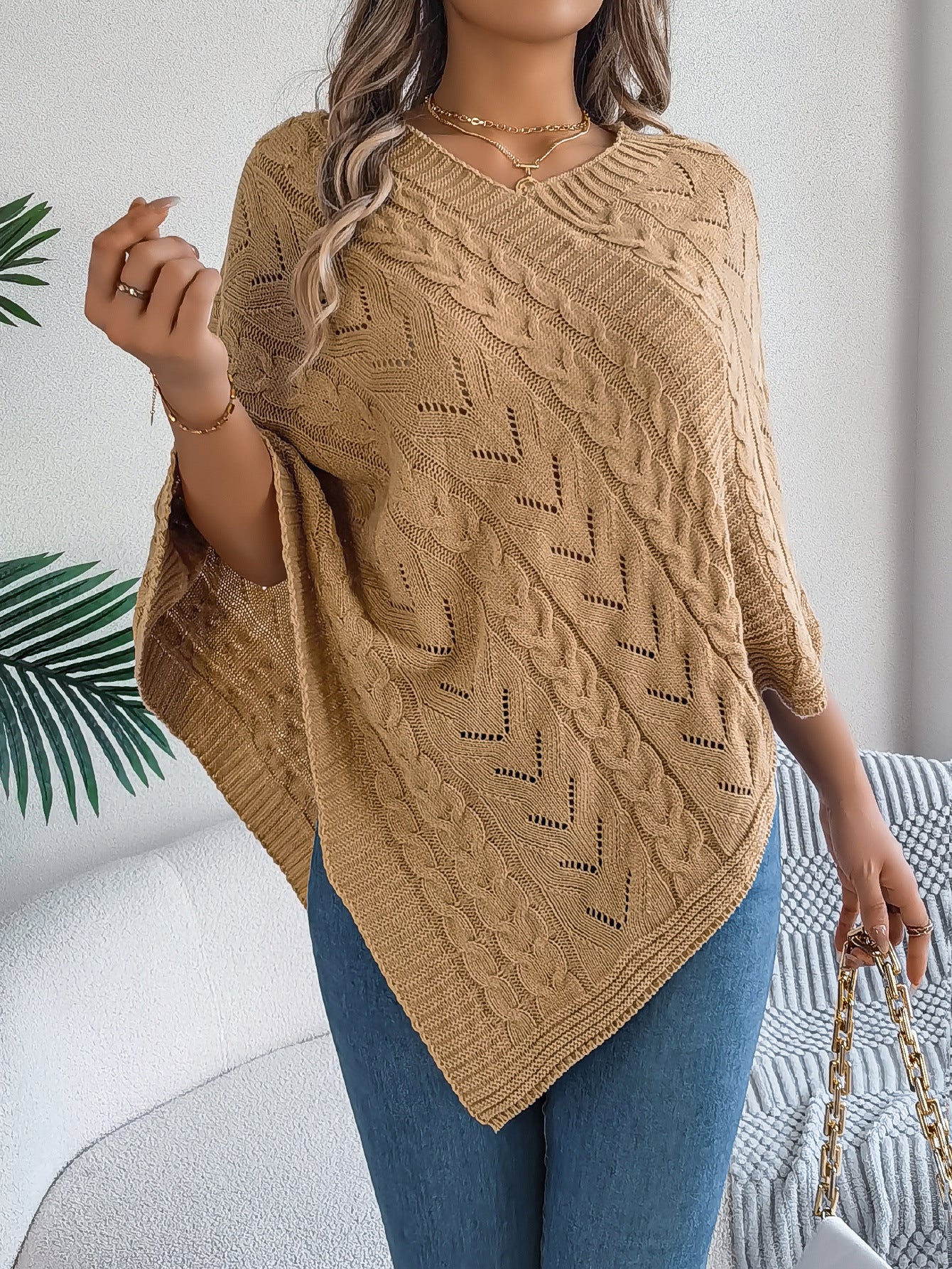 2025 Fall/Winter Cozy Poncho Knit Sweater Jacket