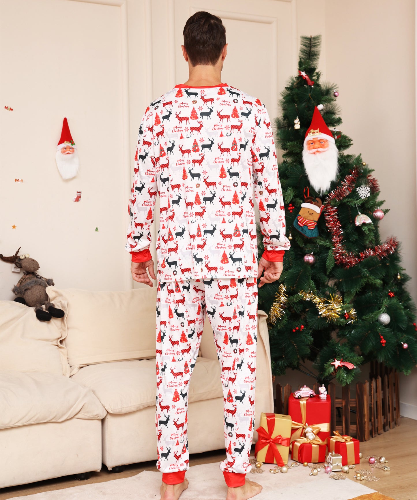 Alphabet Cartoon Deer Parent-child Dress Printed Loungewear Christmas Pajamas