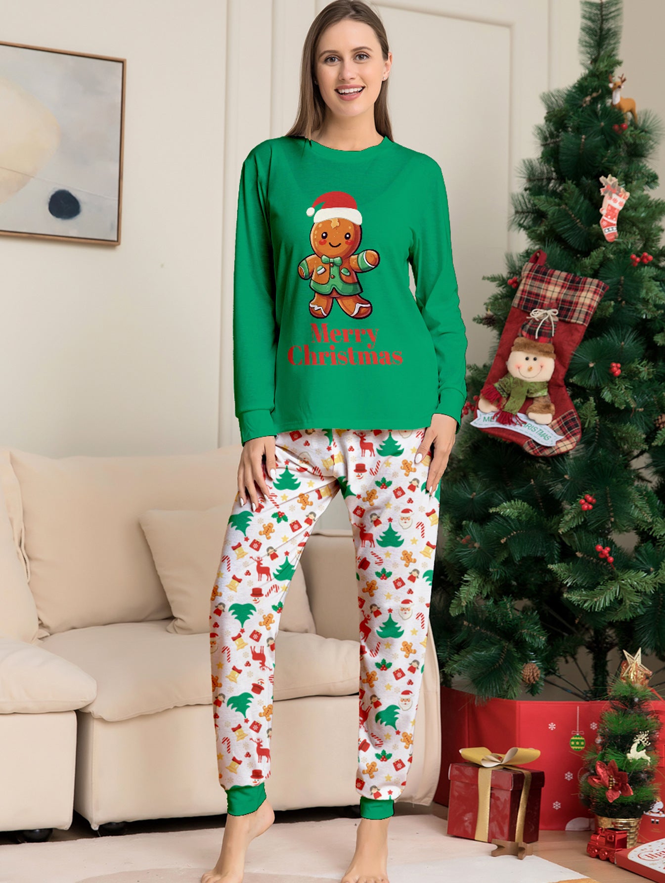 Alphabet Parent-child Dress Printed Homewear Christmas Pajama Set