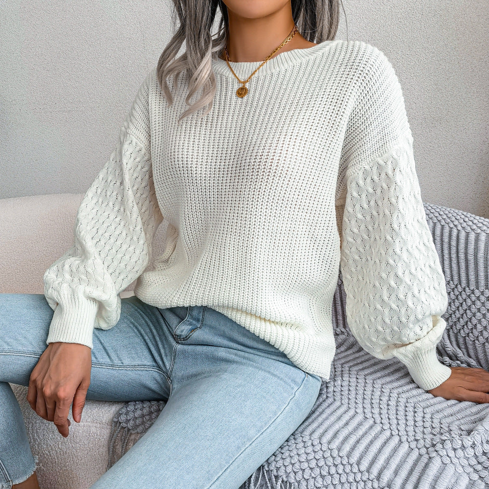 2025 Fall/Winter Casual Lantern Sleeve Knit Sweater