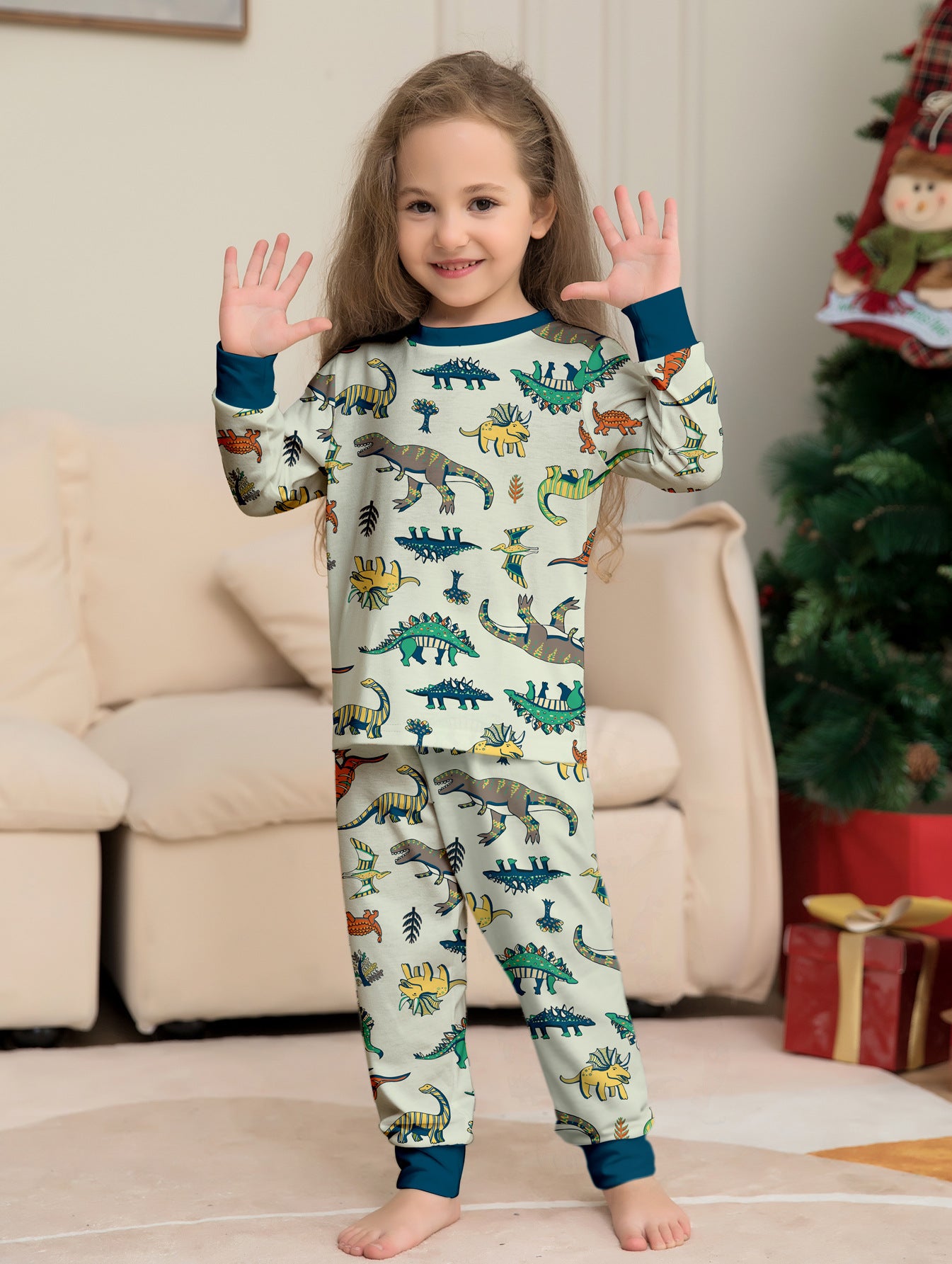 Animal Dinosaur Parent-Child Printed Christmas Pajama Set
