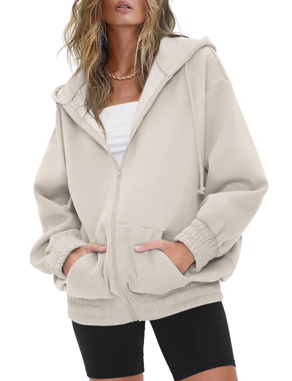 Women's Oversized Fleece Zip Up Hoodie Jacket