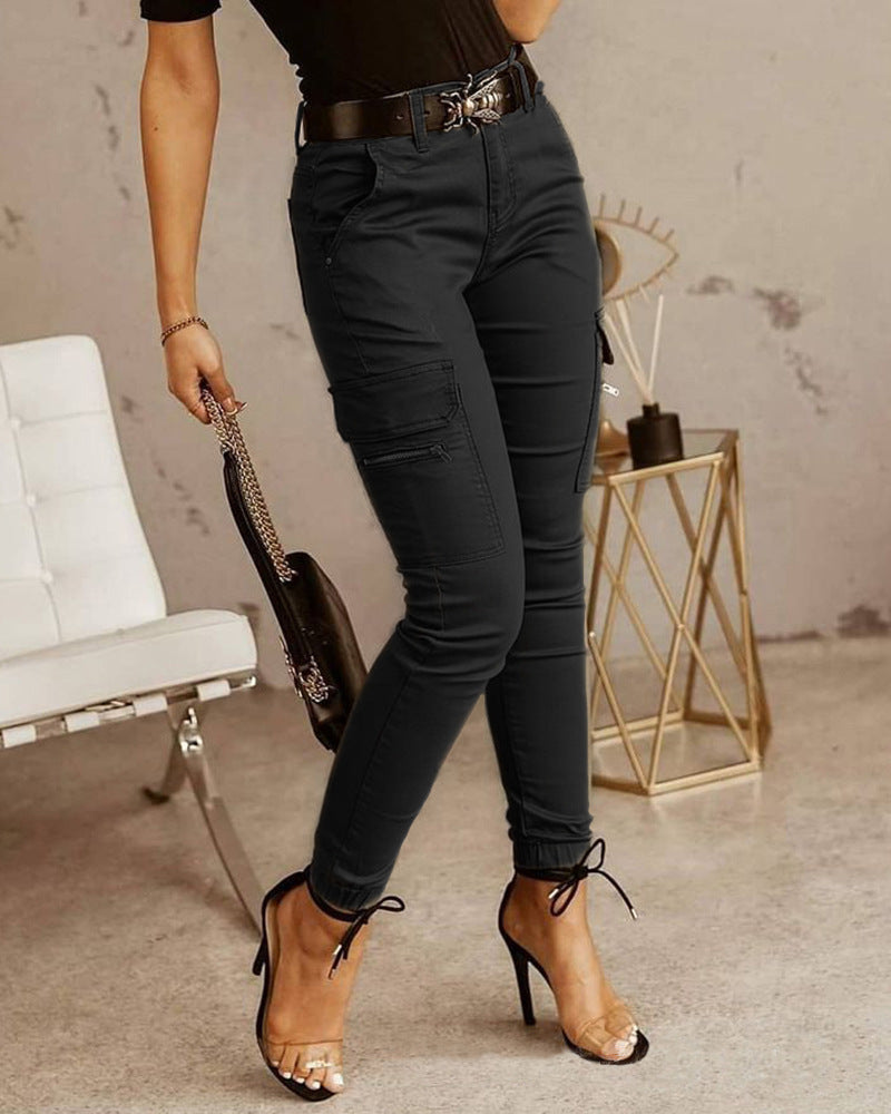 Women's Skinny Cargo Pants Drawstring Utility Cotton