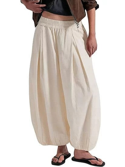 Women's Loose Wide Leg Pants Elastic Waist Casual Trousers
