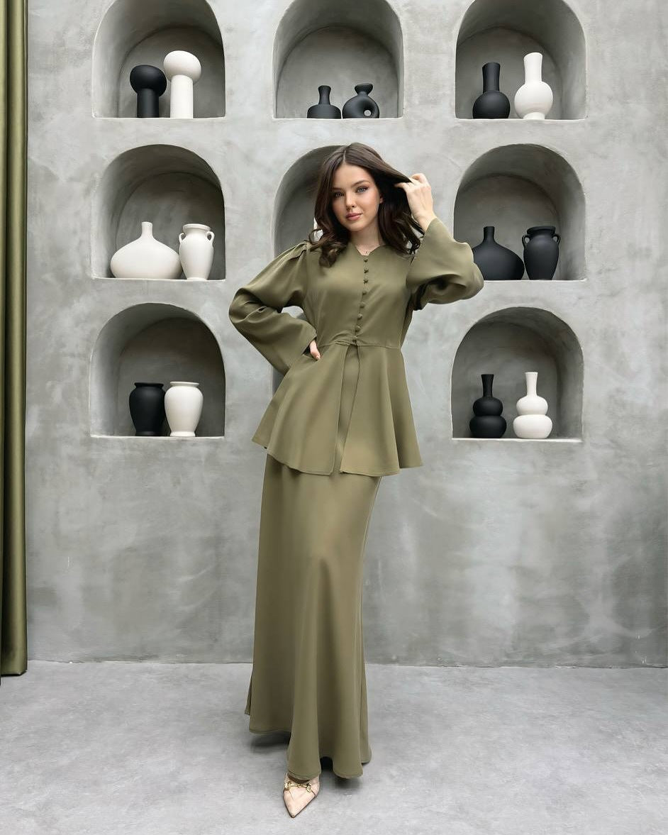 Women's Satin Two Piece Maxi Dress Set