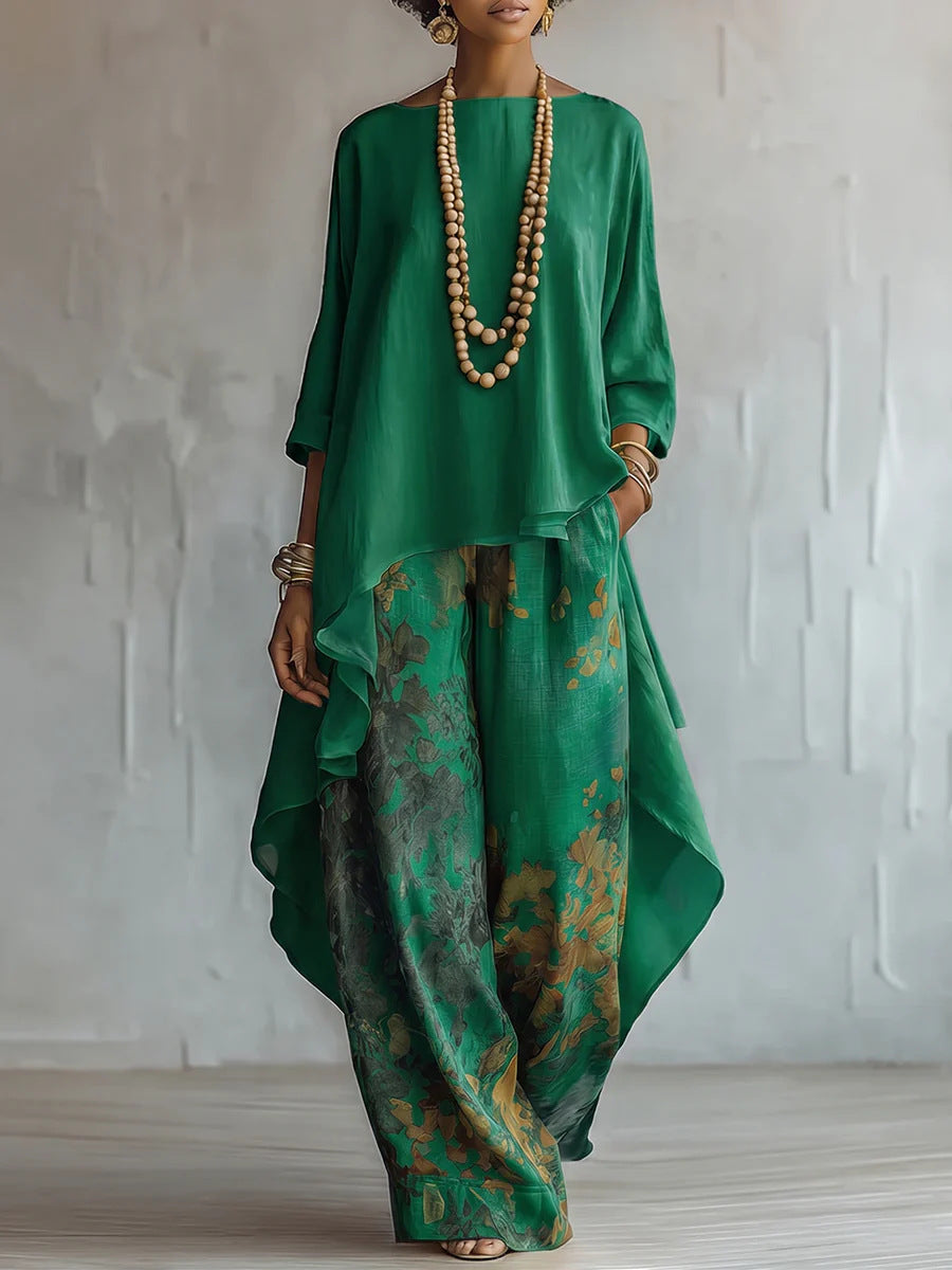 Women's Oversized Top Wide Leg Pants Two Piece Set