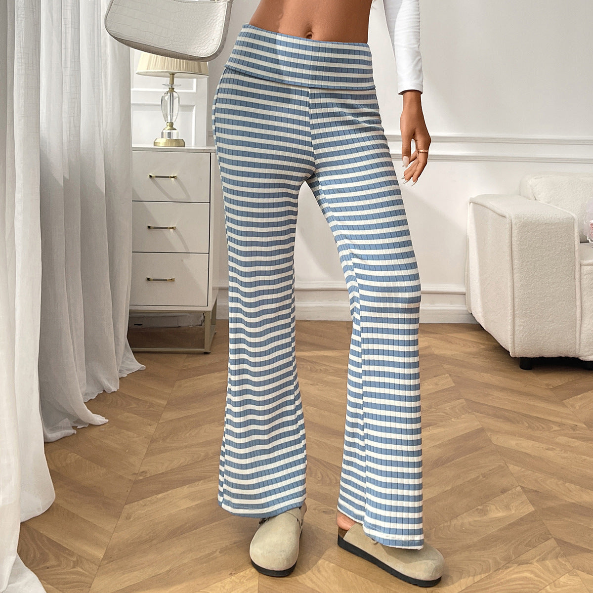 2025 Fall/Winter Y2K Striped Lounge Pants – Casual Women’s Homewear