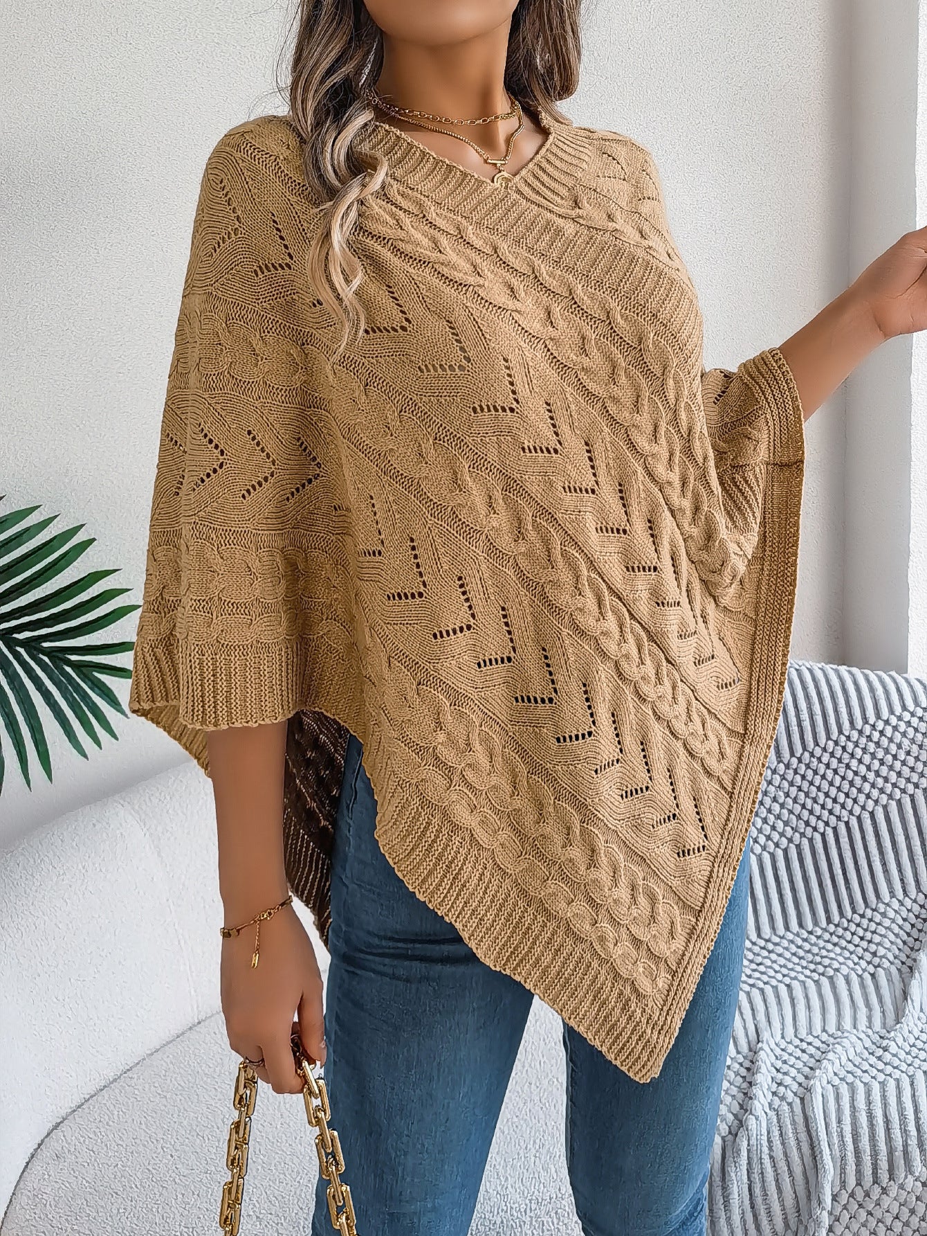 2025 Fall/Winter Cozy Poncho Knit Sweater Jacket