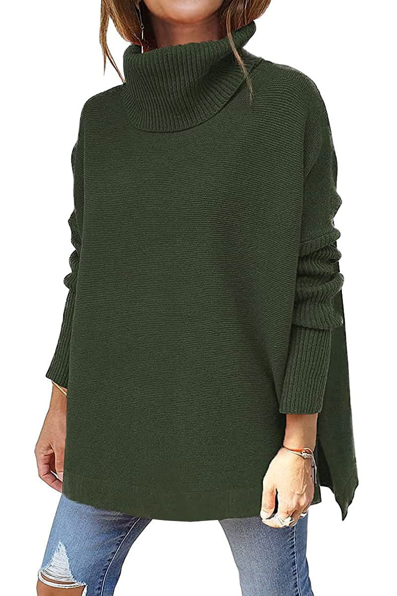 Women's Oversized Turtleneck Batwing Sleeve Sweater Tunic