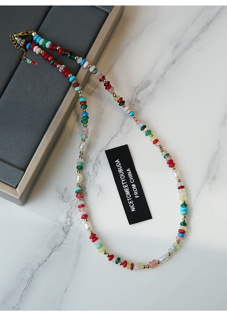 Multicolor Beaded Freshwater Pearl Necklace