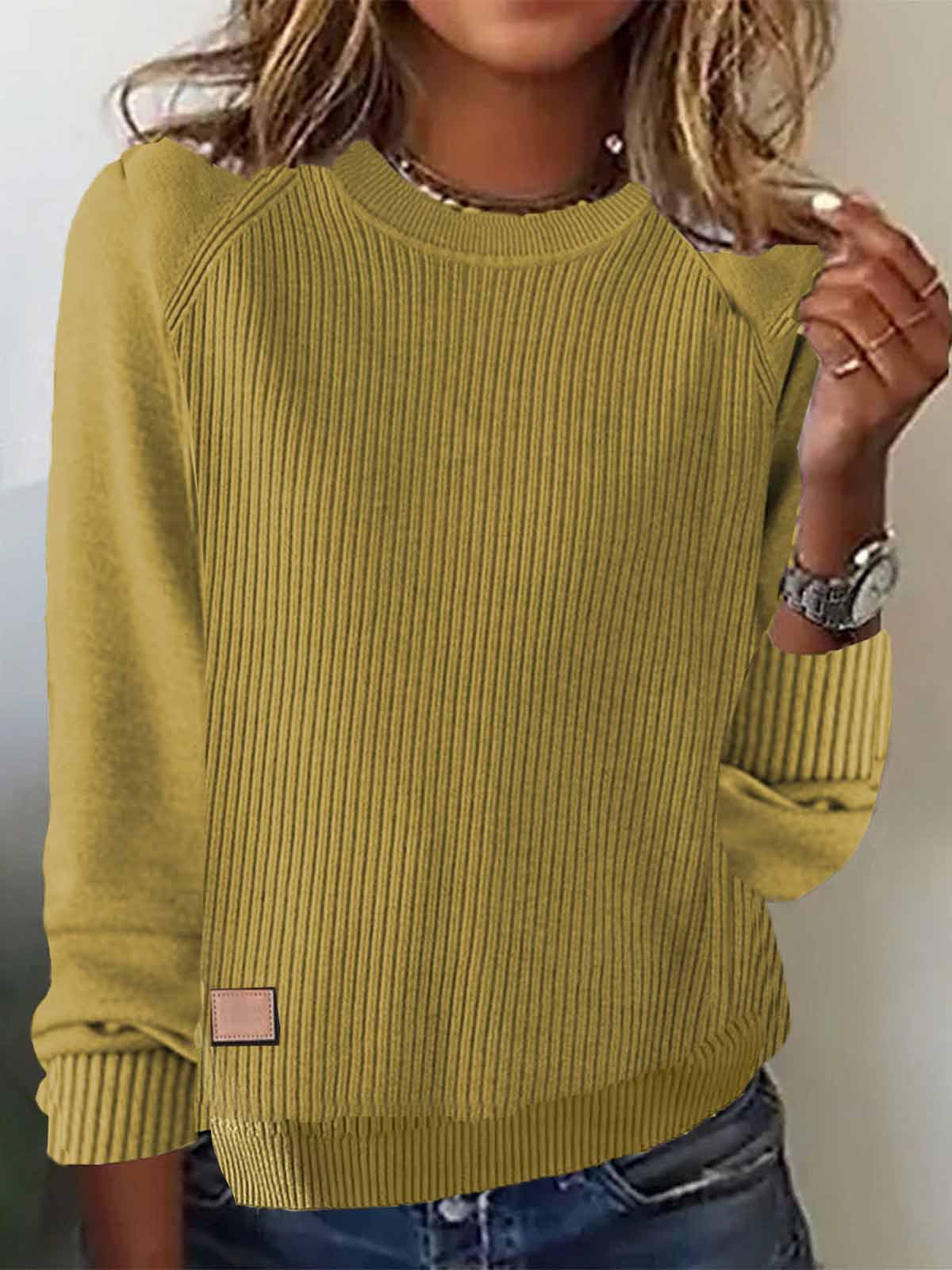 Women's Oversized Crewneck Ribbed Pullover Sweater