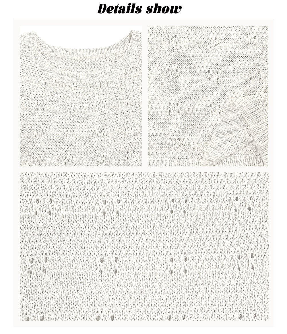 Crochet Knit Crop Tank and Biker Shorts Two Piece Set