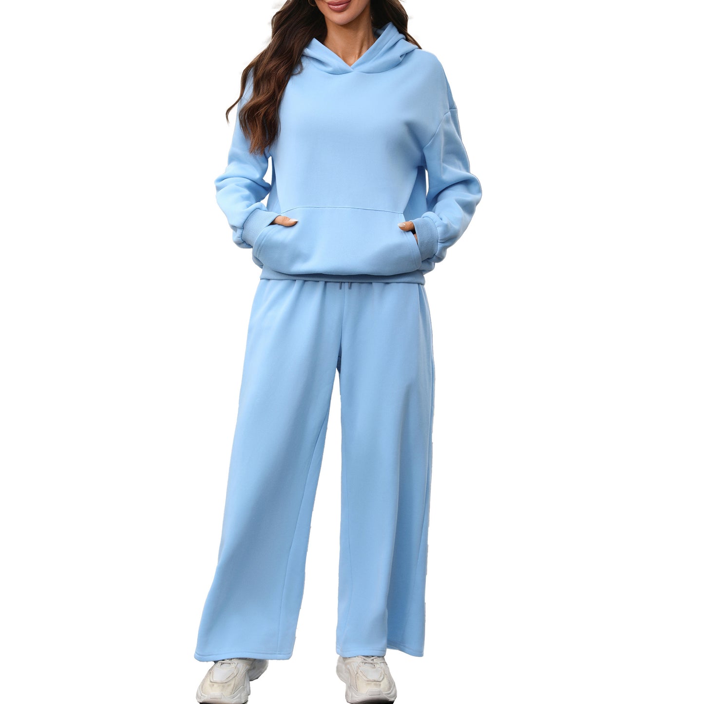 Women's Oversized Fleece Hoodie Wide Leg Pants Lounge Set