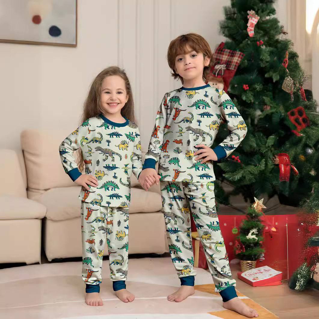 Animal Dinosaur Parent-Child Printed Christmas Pajama Set
