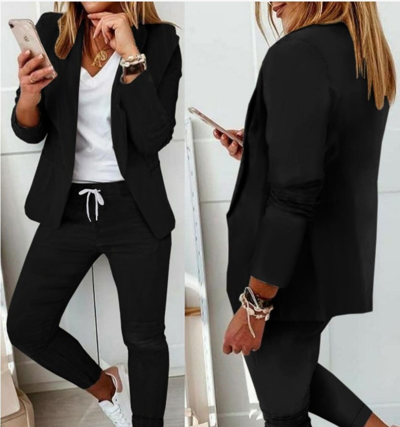 Women Two Piece Blazer Pants Matching Set