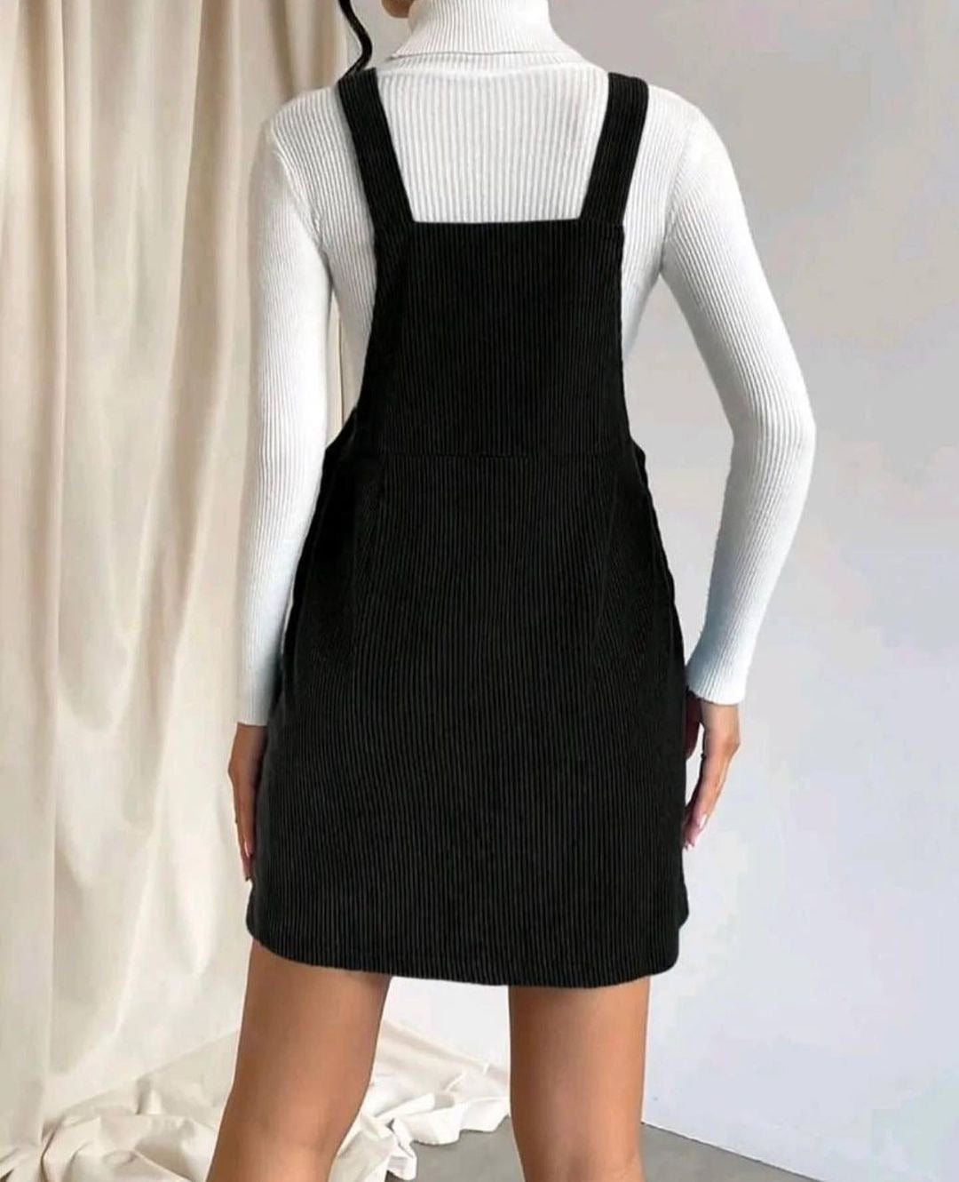 Womens Corduroy Overall Dress Sleeveless Loose Mini Jumper