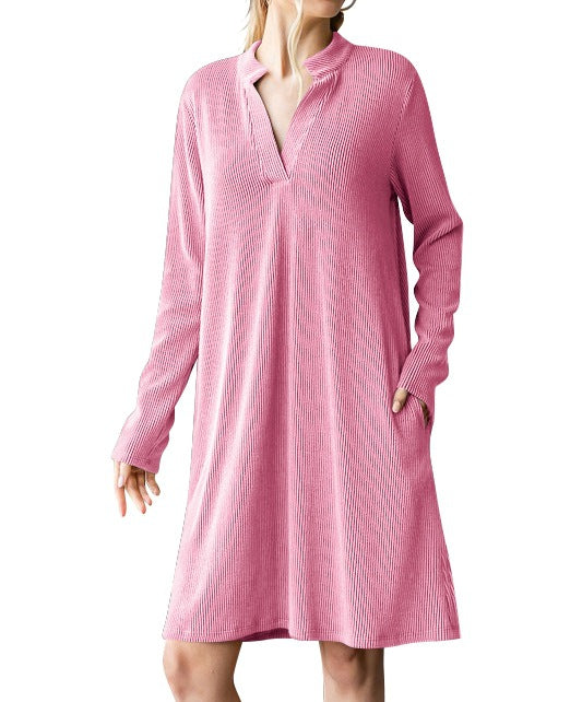2025 Autumn/Winter Women's V-Neck Long-Sleeve Loose Dress
