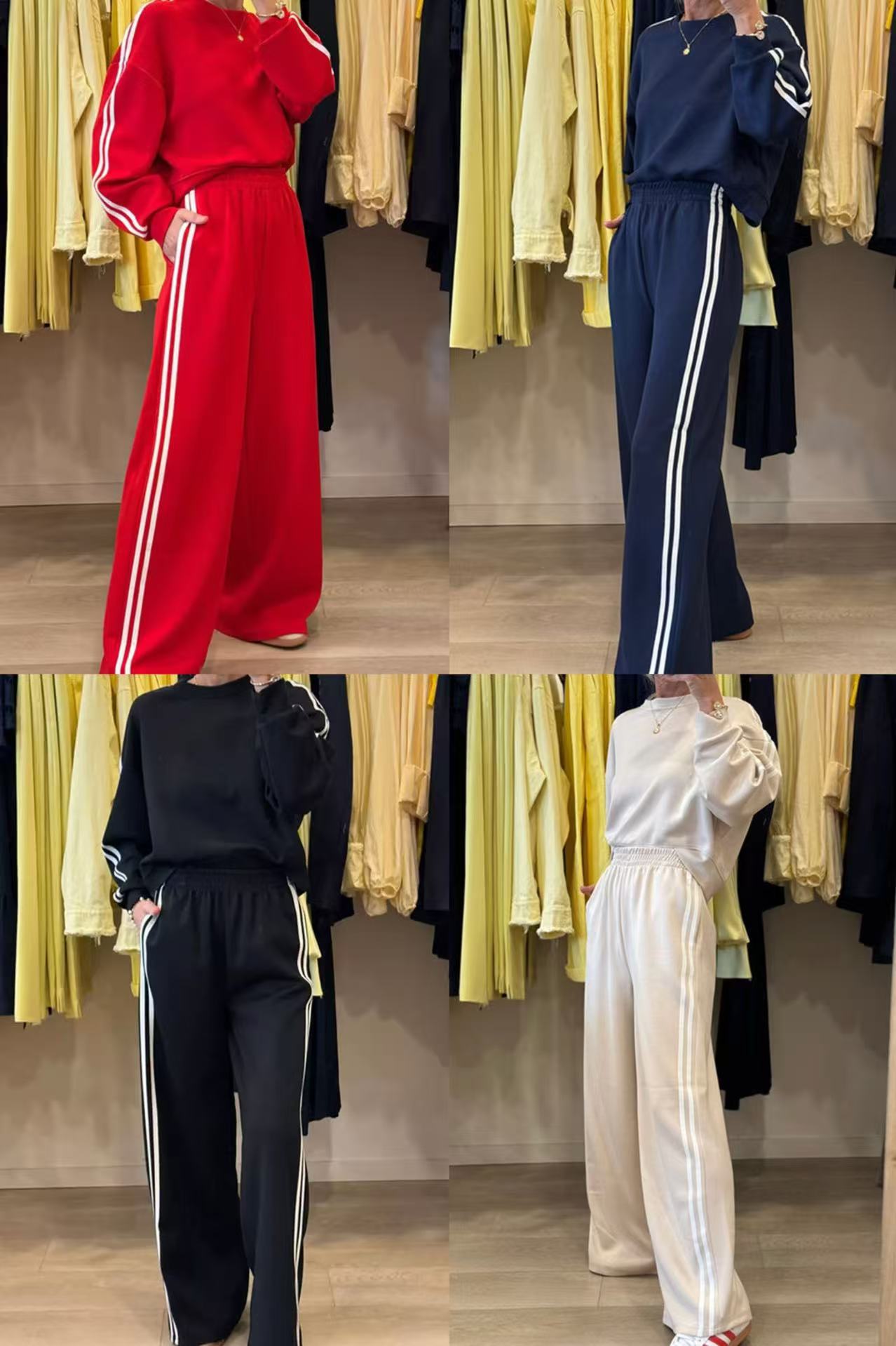 Womens Two Piece Side Stripe Sweatshirt Pants Set