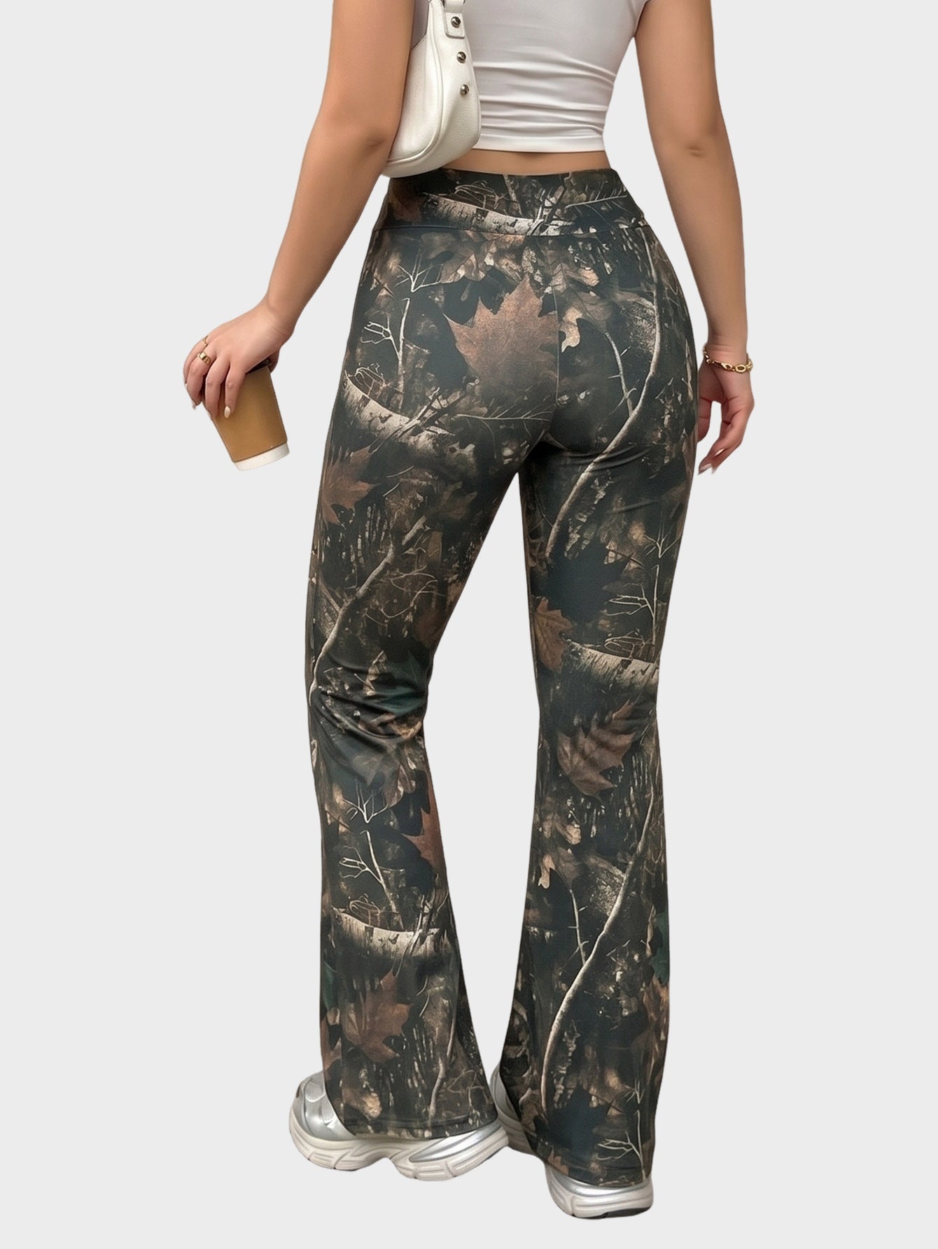 High Waist Crossover Flare Pants Stretch Plus Size