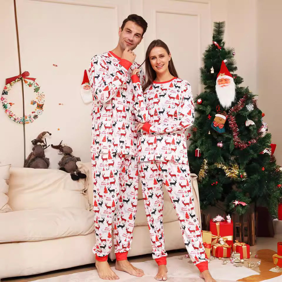 Alphabet Cartoon Deer Parent-child Dress Printed Loungewear Christmas Pajamas