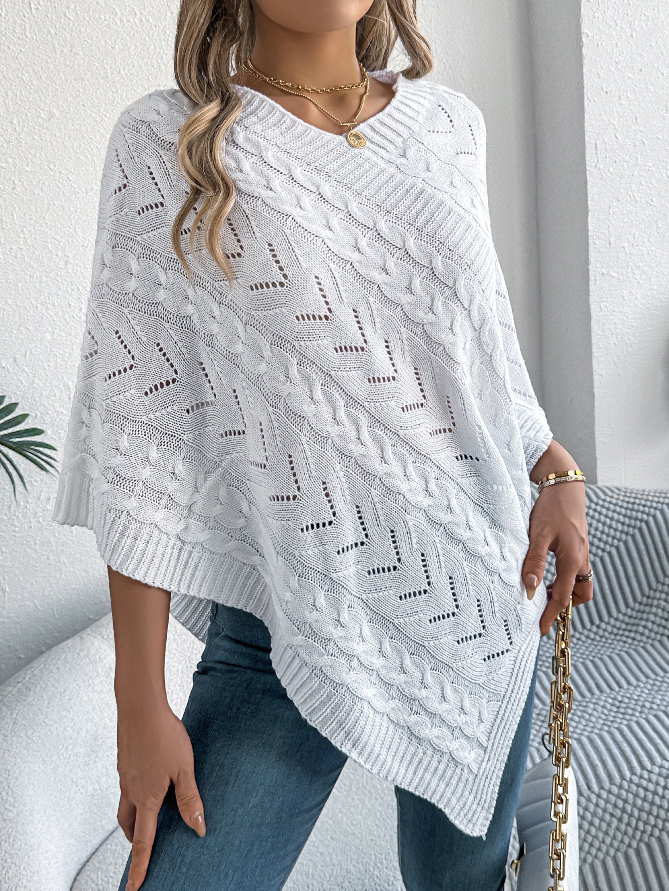 2025 Fall/Winter Cozy Poncho Knit Sweater Jacket