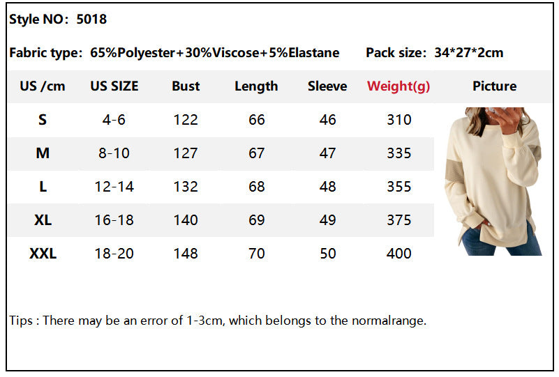 2025 Fall/Winter Colorblock Crew Neck Sweatshirt – Loose Casual Pullover