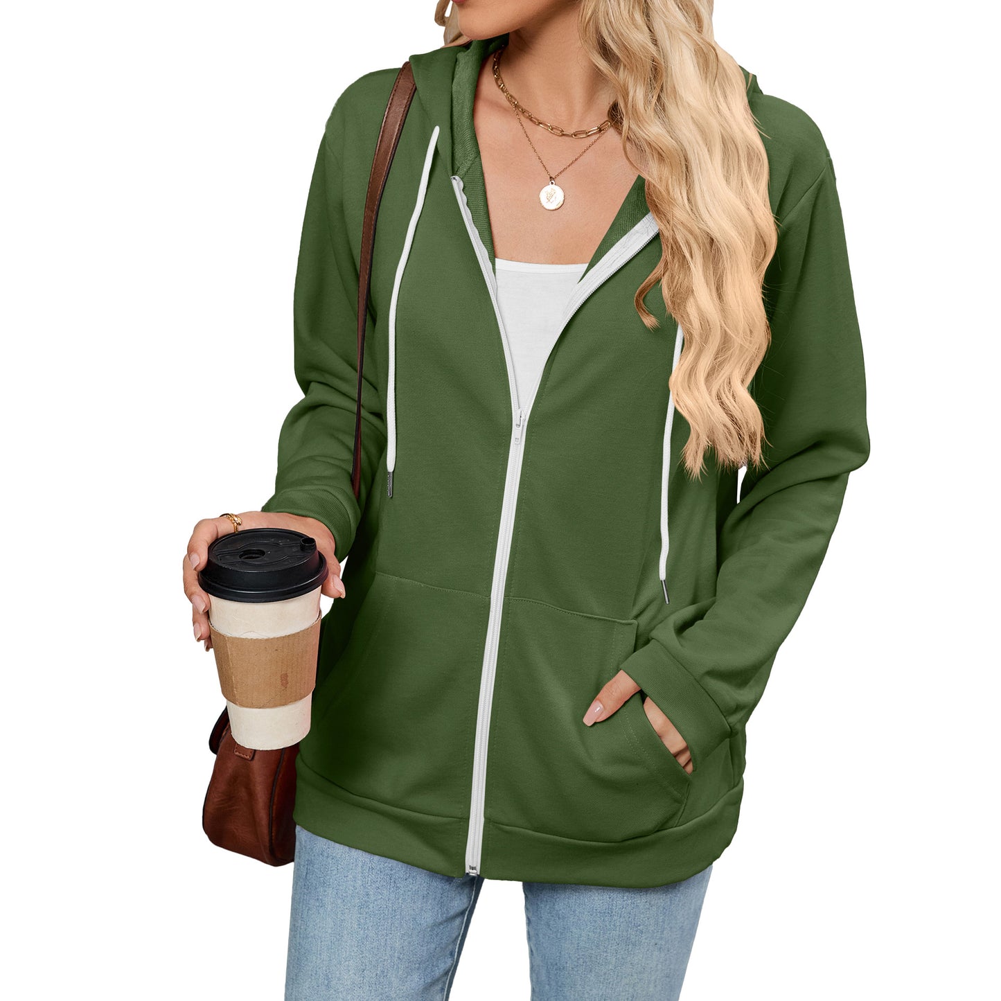 Women's Oversized Zip Up Hoodie Jacket with Pockets