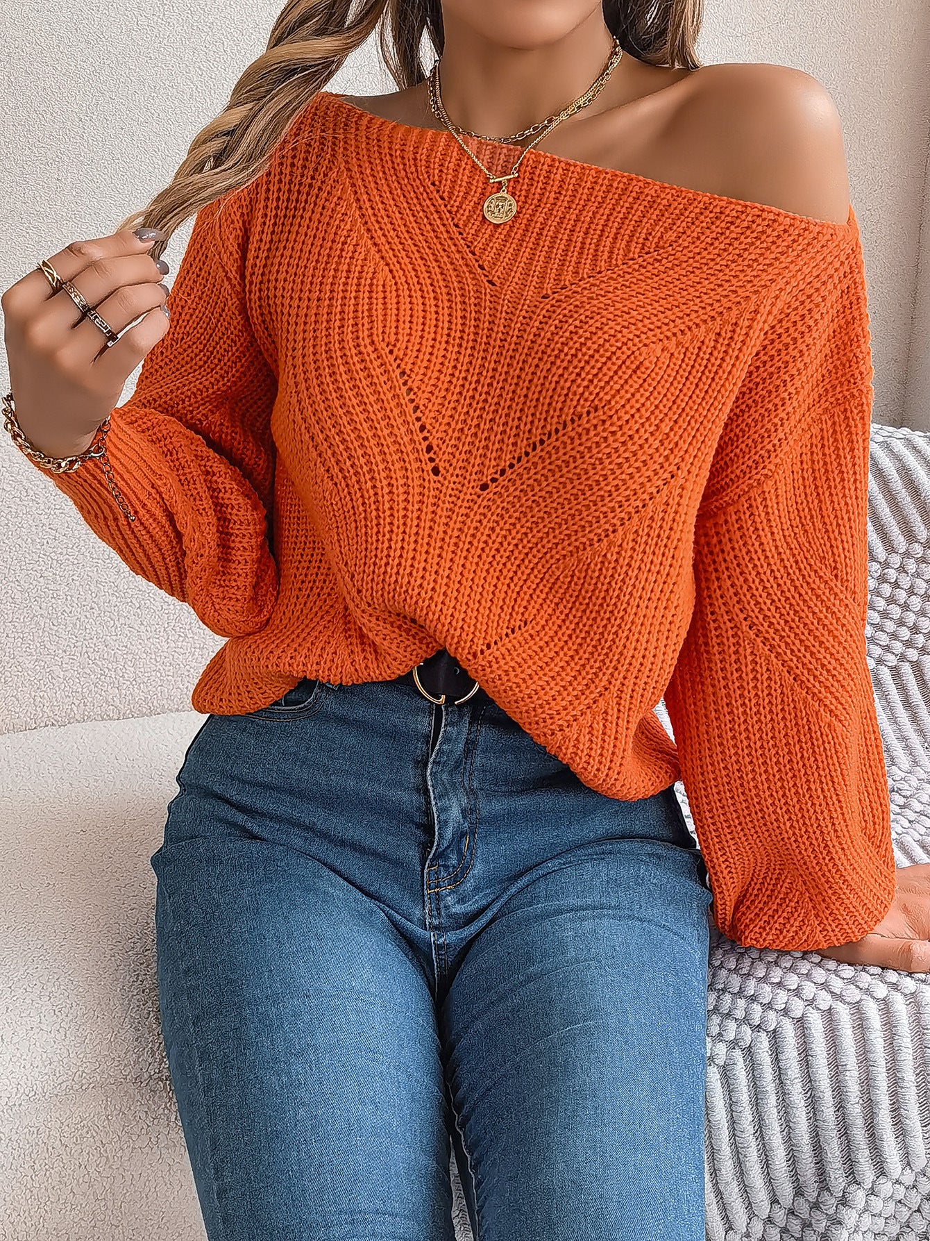 2025 Fall/Winter V-neck Cable Knit Pullover Sweater, Casual Stylish Sweater