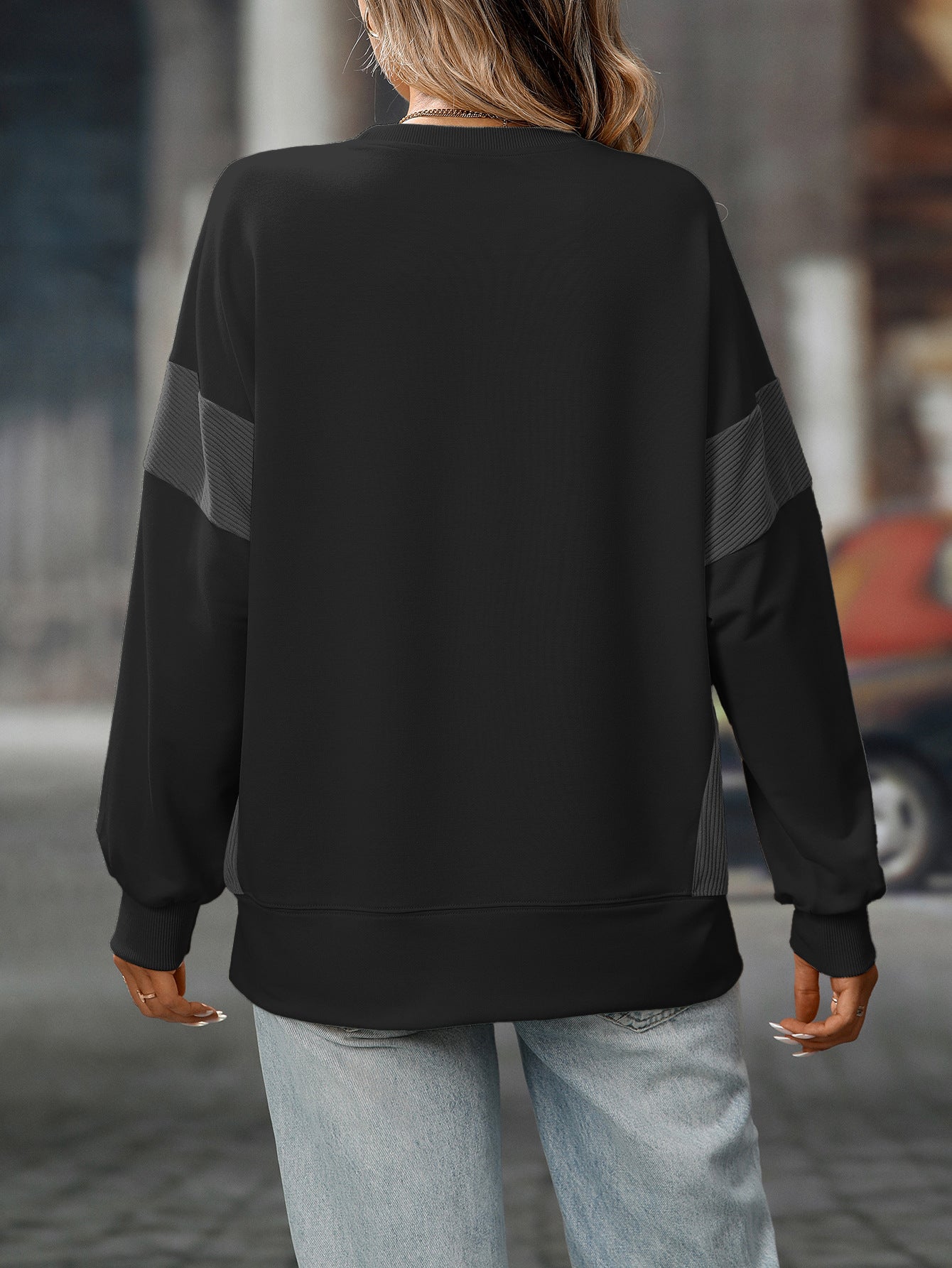 2025 Fall/Winter Colorblock Crew Neck Sweatshirt – Loose Casual Pullover
