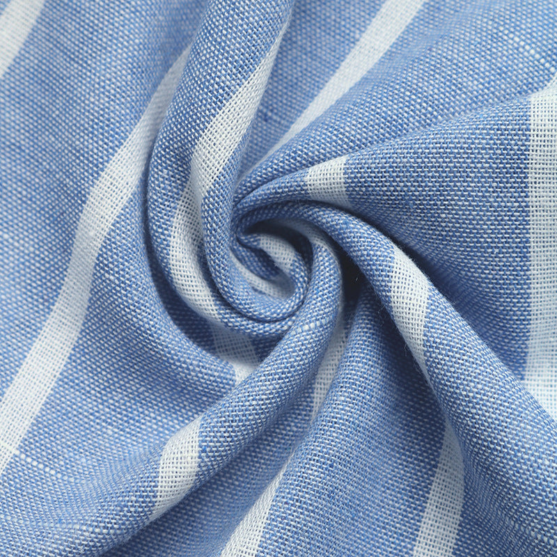 Blue Striped Button Down Shirt Oversized Resort Beach Blouse