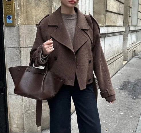Women's Oversized Long Wool Winter Coat Double Breasted