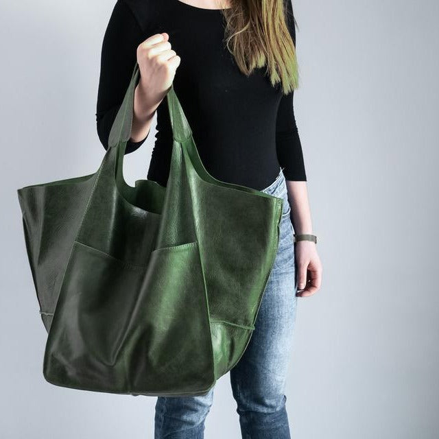 Large Soft PU Leather Tote Bag with Oversized Capacity