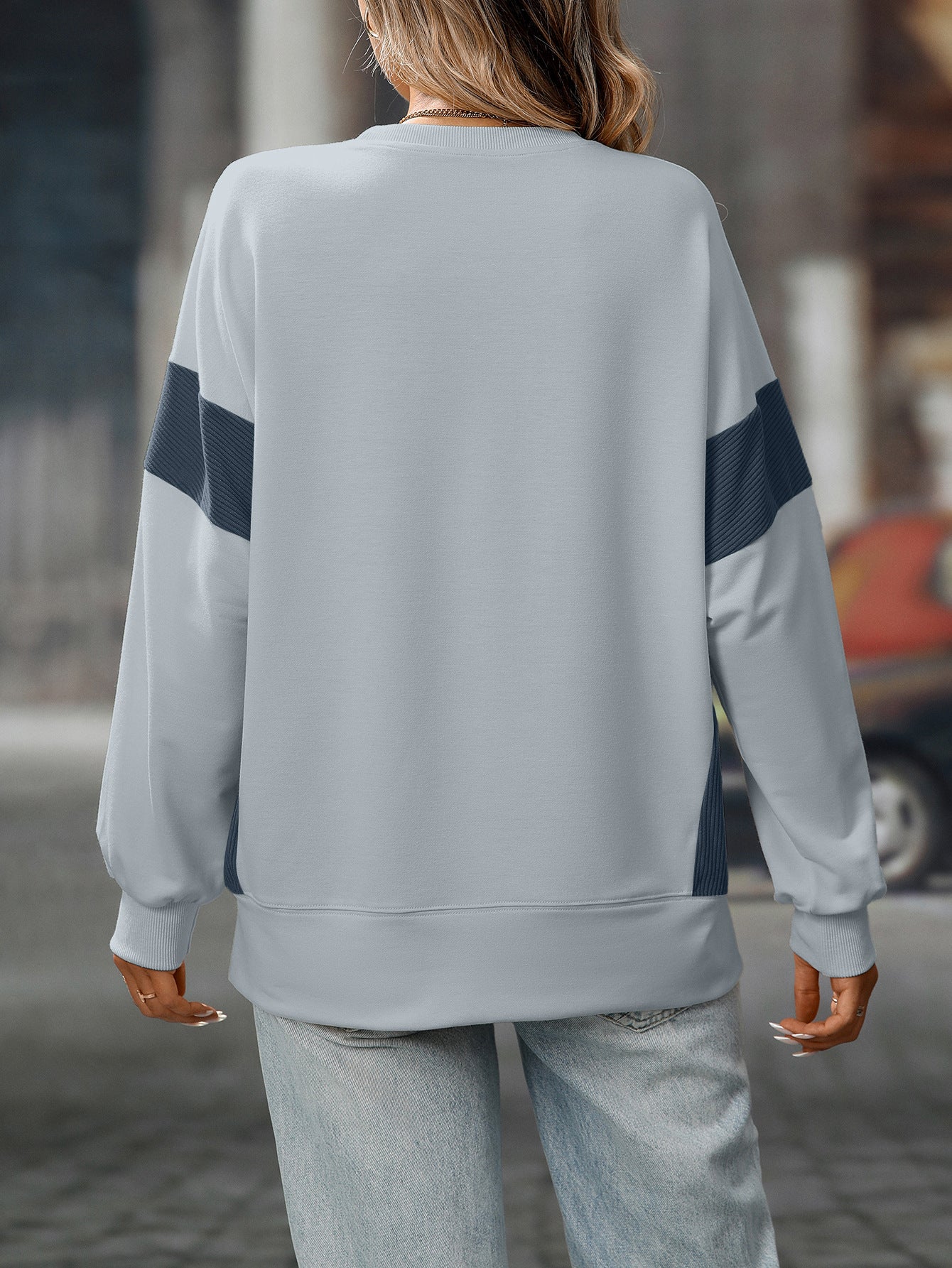 2025 Fall/Winter Colorblock Crew Neck Sweatshirt – Loose Casual Pullover