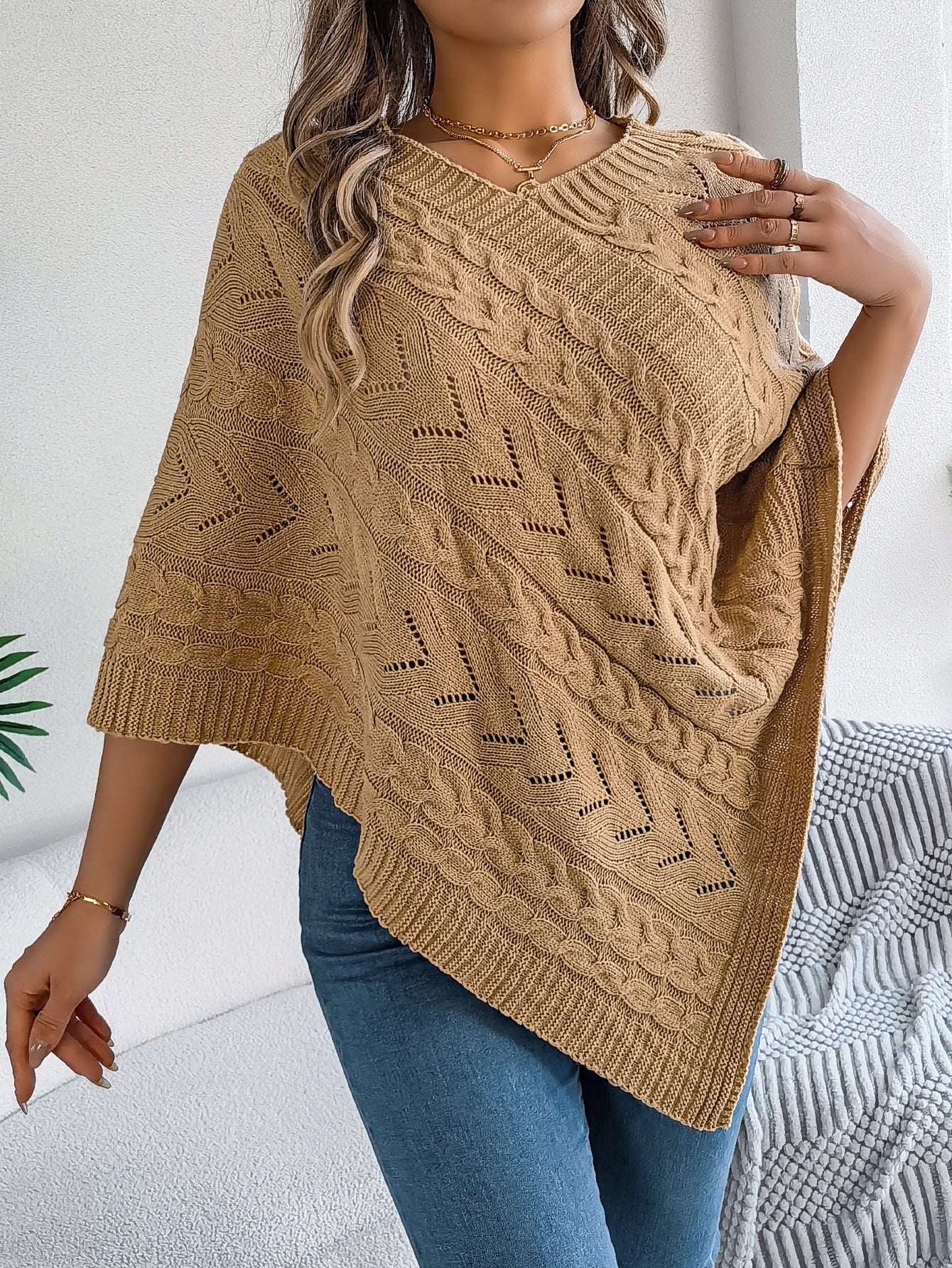 2025 Fall/Winter Cozy Poncho Knit Sweater Jacket
