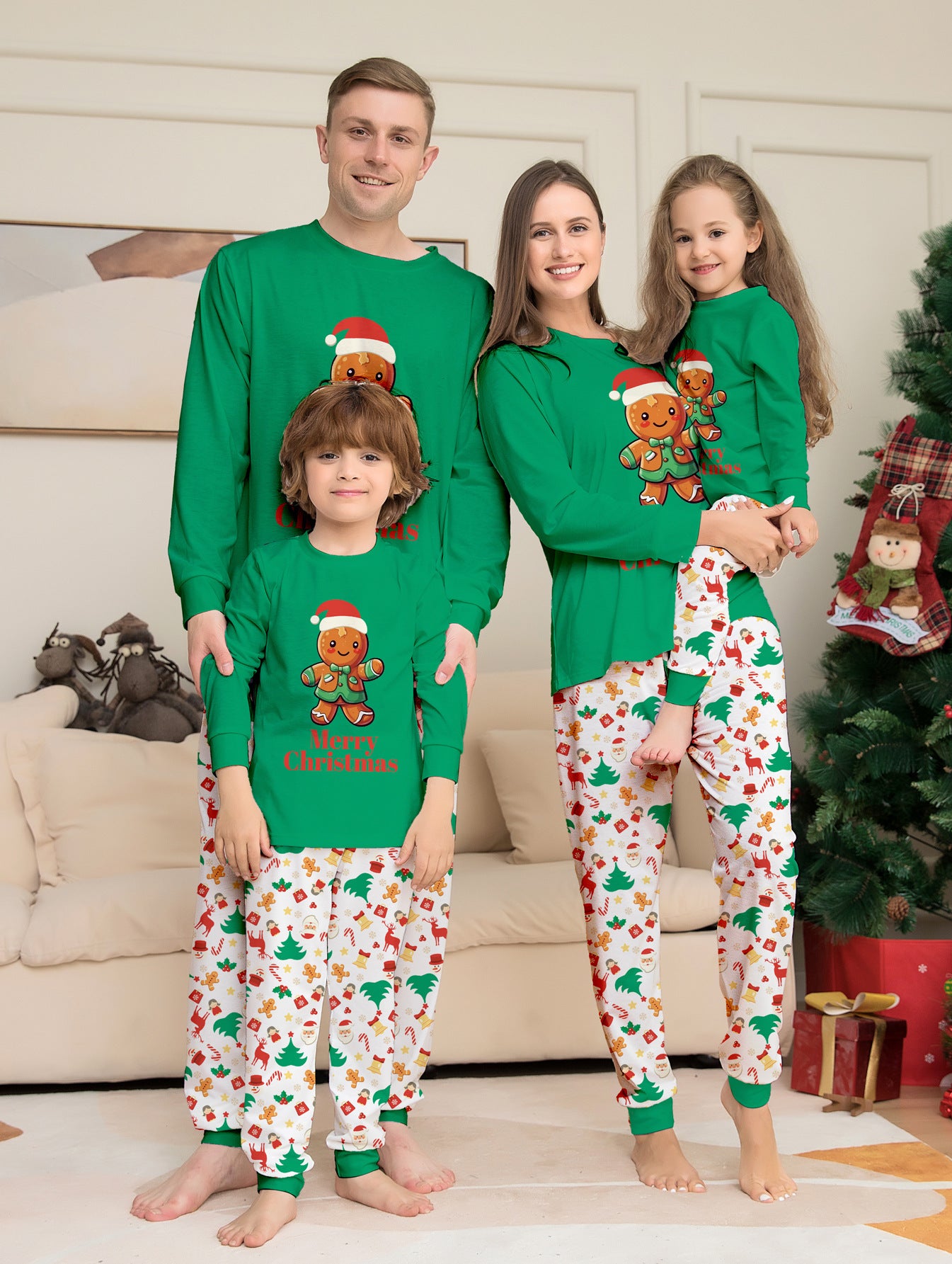 Alphabet Parent-child Dress Printed Homewear Christmas Pajama Set