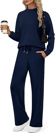Women's Two Piece Lounge Set Wide Leg Pants Sweatshirt