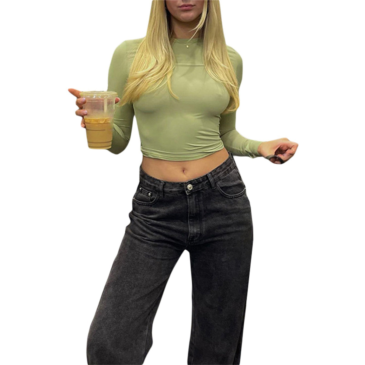 Women's Soft Fitted Long Sleeve Crew Neck Basic Tee